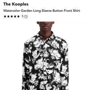 The Kooples Floral Button Up XXL Watercolor Garden Shirt Designer Black White
